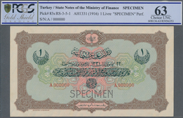 Turkey / Türkei: 1 Livre ND(1916) Specimen P. 83s With Zero Serial Numbers And Specimen Perforation - Turkije