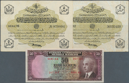 Turkey / Türkei: Set Of 3 Notes Containing 2x 5 Piastres ND P. 87 (VF+ And VF-) As Well As 50 Kurus - Türkei