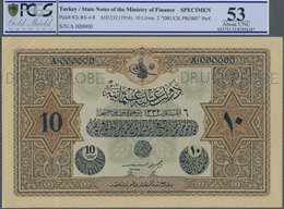 Turkey / Türkei: Rare Specimen Banknote Of 10 Livres ND(1916) AH1332, RS-4-8, With German Specimen P - Türkei