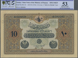 Turkey / Türkei: Rare Specimen Banknote Of 10 Livres ND(1916) AH1332, RS-4-8, With German Specimen P - Turquie