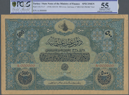 Turkey / Türkei: Rare Specimen Banknote Of 500 Livres ND(1918) AH1334 Pick 114s, VA-7, With German S - Turkey
