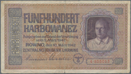 Ukraina / Ukraine: Set With 6 Banknotes Of The "Zentralnotenbank Ukraine 1942" Issue With 1, 5, 10, - Ukraine