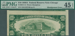 United States Of America: 10 Dollars 1950A Fr#2011-G, Misalignment ERROR On Back, Front Side Correct - Sonstige & Ohne Zuordnung