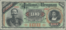 Uruguay: El Banco Italiano Del Uruguay 100 Pesos 1887 Remainder W/o Signatures But With S/N P. S215, - Uruguay