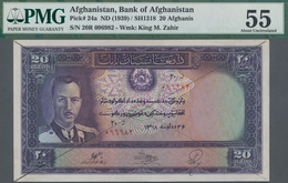 Afghanistan: 20 Afghanis ND(1939) P. 24a, Rare Banknote, Issued With Serial Number, With Bank Cancel - Afghanistan