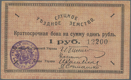 Belarus: City Of Slutsk - Sluzk, 1 Ruble 1918, Vertical Fold, P.NL (R 19997). Condition XF. - Belarus