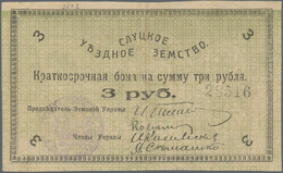 Belarus: City Of Slutsk - Sluzk, 3 Rubles 1918, Vertical Fold, P.NL (R 19998). Back Inverted. Condit - Bielorussia