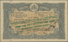 Bulgaria / Bulgarien: 500 Leva ND(1922) P. 27, Rare Note, Used With Vertical And Horizontal Fold, Ba - Bulgarien