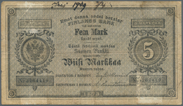 Finland / Finnland: 5 Markkaa 1878 P. A43b, Used With Strong Vertical And Horizontal Folds, Tiny Cen - Finlande