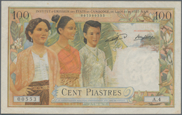 French Indochina / Französisch Indochina: 100 Piastres ND(1953-54) P. 103, S/N 007500553 A.4, Issue - Indochine