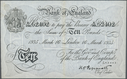 Great Britain / Großbritannien: 10 Pounds 1935 P. 336a, Issued In London, Center Fold With Staining, - Other & Unclassified