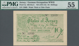 Jersey: German Occupation WW II.: 10 Shillings ND(1941-42) P. 5a, PMG Graded 55 AUNC. - Sonstige & Ohne Zuordnung