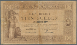 Netherlands / Niederlande: 10 Gulden 1898 P. 2, Very Rare, Used With Staining In Paper, Strong Cente - Other & Unclassified