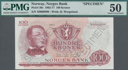 Norway / Norwegen: 100 Kroner 1963 Specimen P. 38s With Serial Number X 0000000, Specimen Perforatio - Norvegia