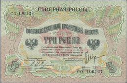 Russia / Russland: North Russia 3 Rubles 1919 P. S145, Folded. Condition: XF. - Rusland