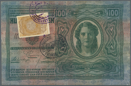 Yugoslavia / Jugoslavien: 100 Kronen ND(1919), Adhesive Stamp On Austria # 12, P.9, Vertical And Hor - Jugoslawien