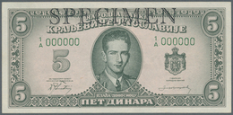 Yugoslavia / Jugoslavien: Not Issued Banknote 5 Dinara Series 1943 Specimen, P.35As, In Perfect UNC - Jugoslawien