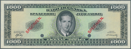 Yugoslavia / Jugoslavien: Not Issued Banknote 1000 Dinara Series 1943 Specimen, P.35Fs, In Perfect U - Yugoslavia