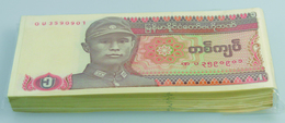 Burma / Myanmar / Birma: Bundle With 100 Pcs. Myanmar 1 Kyat 1987, P.67 In UNC - Myanmar