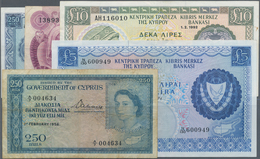 Cyprus / Zypern: Set With 39 Banknotes Comprising 250 Mils 1956 P.33 (F), 5 Pounds 1974 P.44c (VF+), - Zypern