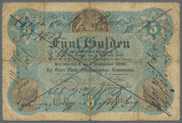 Deutschland - Altdeutsche Staaten: Bayern 5 Gulden 1866 PiRi A37, Stärker Gebraucht Mit Mehreren Ver - …-1871: Altdeutschland