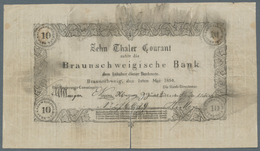 Deutschland - Altdeutsche Staaten: Braunschweigische Bank 10 Taler 1854 PiRi A63, Sehr Seltene Note, - …-1871: Altdeutschland
