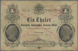 Deutschland - Altdeutsche Staaten: Königlich-Sächsisches Cassenbillett, 1 Taler, 2.3.1867, PiRi A396 - [ 1] …-1871 : Stati Tedeschi