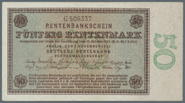Deutschland - Deutsches Reich Bis 1945: Sehr Seltene Banknote 50 Rentenmark 1923, Serie G, Ro. 158a, - Sonstige & Ohne Zuordnung