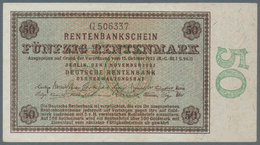 Deutschland - Deutsches Reich Bis 1945: Sehr Seltene Banknote 50 Rentenmark 1923, Serie G, Ro. 158a, - Otros & Sin Clasificación