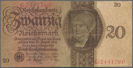 Deutschland - Deutsches Reich Bis 1945: 20 Reichsmark 1924, Udr. Q, Serie G, Ro.169, Stärker Gebrauc - Sonstige & Ohne Zuordnung