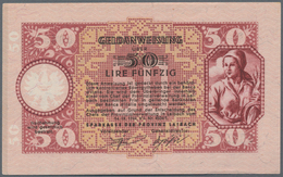 Deutschland - Nebengebiete Deutsches Reich: Laibach 50 Lire 1944 Ro. 612 In Erhaltung AUNC/UNC. - Sonstige & Ohne Zuordnung