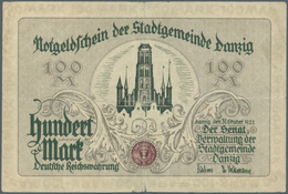 Deutschland - Nebengebiete Deutsches Reich: Danzig, 100 Mark, 31.10.1922, Ro. 792, Mehrere Knicke Un - Altri & Non Classificati