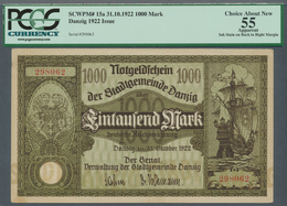 Deutschland - Nebengebiete Deutsches Reich: Danzig, 1000 Mark, 31.10.1922, Pick 15a, PCGS Graded 55 - Altri & Non Classificati