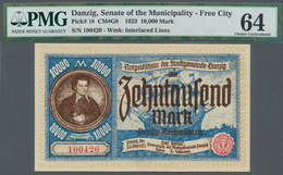 Deutschland - Nebengebiete Deutsches Reich: Danzig, 10.000 Mark, 26.6.1923, Pick 18, PMG Graded 64 C - Sonstige & Ohne Zuordnung