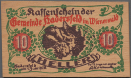 Deutschland - Notgeld Besonderer Art: Hadersfeld Im Wienerwald (Österreich), Gemeinde, 10, 20, 50 He - Andere & Zonder Classificatie