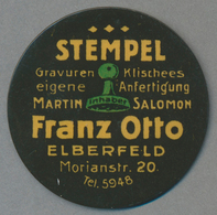 Deutschland - Briefmarkennotgeld: ELBERFELD, Franz Otto, Stempel, 10 Pf. Ziffer, Zelluloidkapsel. - Autres & Non Classés