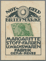 Deutschland - Briefmarkennotgeld: GERA, Margaritte, Stoff-Farben U. Wachswaren-Fabrik, Germania 20 P - Autres & Non Classés