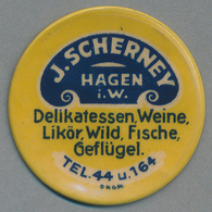 Deutschland - Briefmarkennotgeld: HAGEN, J. Scherney, Delikatessen, Weine, Wild, Fische, 10 Pf. Ziff - Autres & Non Classés