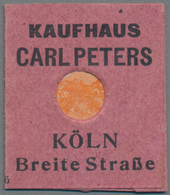 Deutschland - Briefmarkennotgeld: KÖLN, Kaufhaus Carl Peters, 10 Pf. Germania Orange, Im Roten Faltk - Altri & Non Classificati