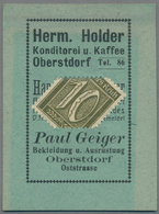 Deutschland - Briefmarkennotgeld: OBERSTDORF, Herm. Holder, Konditorei Und Kaffee, 10 Pf. Ziffer, Im - Otros & Sin Clasificación