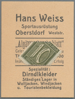 Deutschland - Briefmarkennotgeld: OBERSTDORF, Hans Weiss, Sportausrüstung, 10 Pf. Ziffer, Im Gelben - Andere & Zonder Classificatie