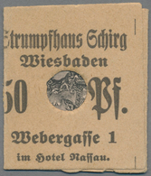 Deutschland - Briefmarkennotgeld: WIESBADEN, Strumpfhaus Schirg, Germania 50 Pf. Violett/schwarz, Im - Other & Unclassified