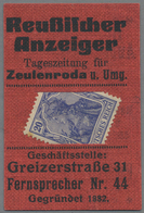 Deutschland - Briefmarkennotgeld: ZEULENRODA, Reußischer Anzeiger Bzw. Buchdruckerei August Oberreut - Autres & Non Classés