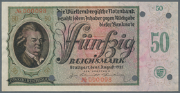 Deutschland - Länderscheine: Württembergische Notenbank 50 Reichsmark 1925 WRB-29a, Mit Sehr Niedrig - Andere & Zonder Classificatie