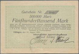 Deutschland - Notgeld - Baden: Villingen, Schwarzwälder Apparate-Bau-Anstalt, Später Fa. SABA, 500 T - [11] Local Banknote Issues