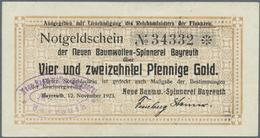 Deutschland - Notgeld - Bayern: Bayreuth, Neue Baumw.-Spinnerei Bayreuth, 4,2 GPf., 12.11.1923, Erh. - [11] Local Banknote Issues
