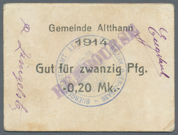 Deutschland - Notgeld - Elsass-Lothringen: Altthann, Oberelsass, Gemeinde, 20, 50 Pf., 1 Mark, 1914, - Sonstige & Ohne Zuordnung