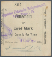 Deutschland - Notgeld - Elsass-Lothringen: Altthann, Oberelsass, Duméril, Jaeglé & Cie., 2 Mark, Ste - Otros & Sin Clasificación