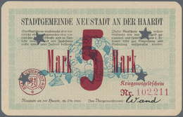 Deutschland - Notgeld - Pfalz: Neustadt An Der Haardt, Stadt, 5, 10 Mark, 20.10.1918, Entwertet Mitt - [11] Local Banknote Issues