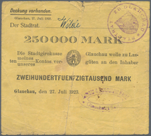 Deutschland - Notgeld - Sachsen: Glauchau, Stadtgirokasse, Kundenschecks, 250 Tsd. Mark, 27.7.1923, - Lokale Ausgaben